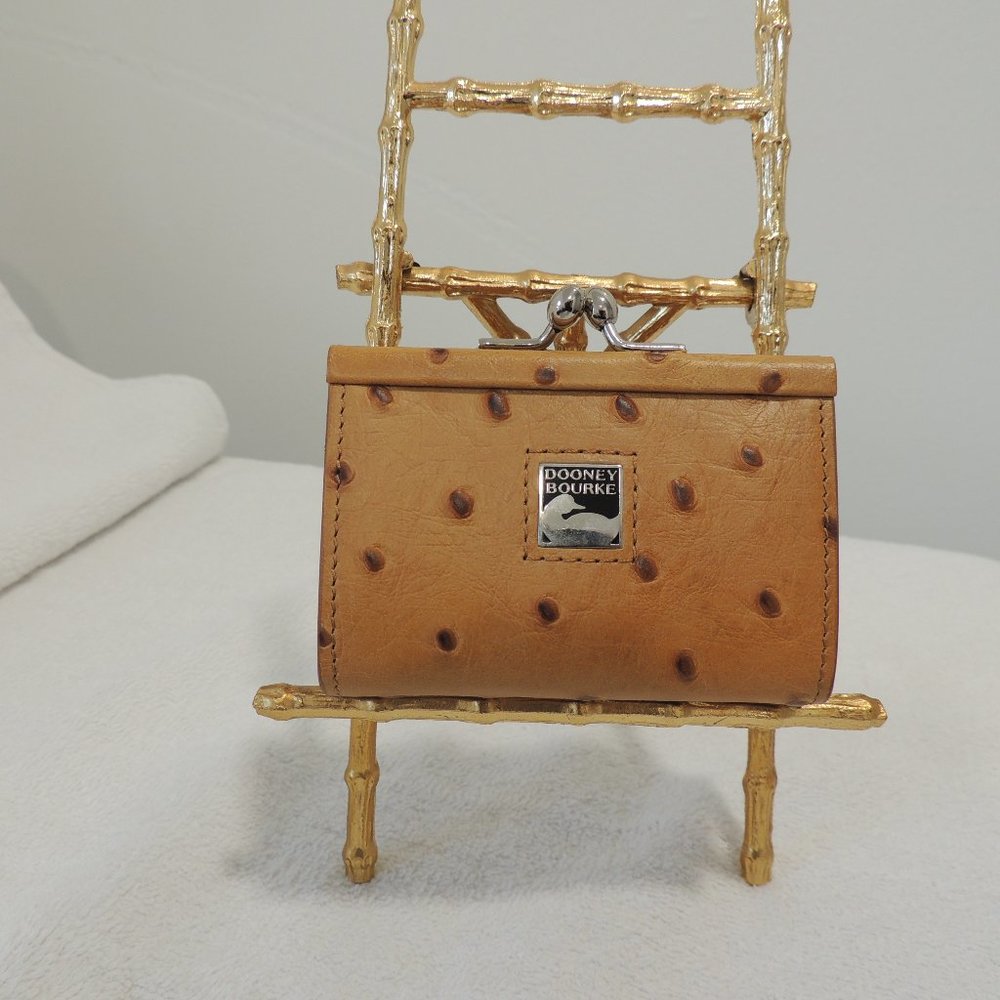 Dooney & Bourke small Ostrich kiss lock coin purse